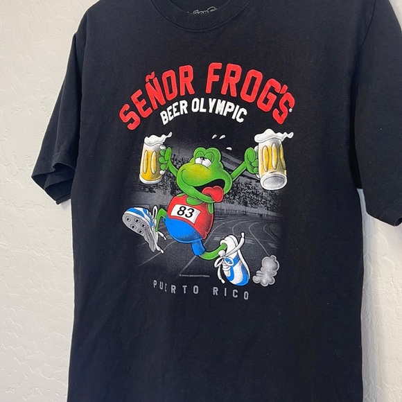 Senor Frogs Men’s Medium Black Beer Olympics Tee Shirt - Puerto Rico - Picture 3 of 6
